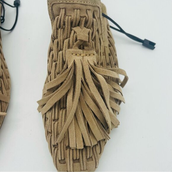 NWT  Zara Women Flat braided leather mules with tassels, Sz 36 - Picture 8 of 16
